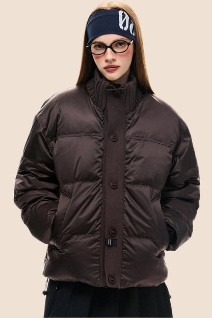 Contrast Stitching Padded Down Jacket