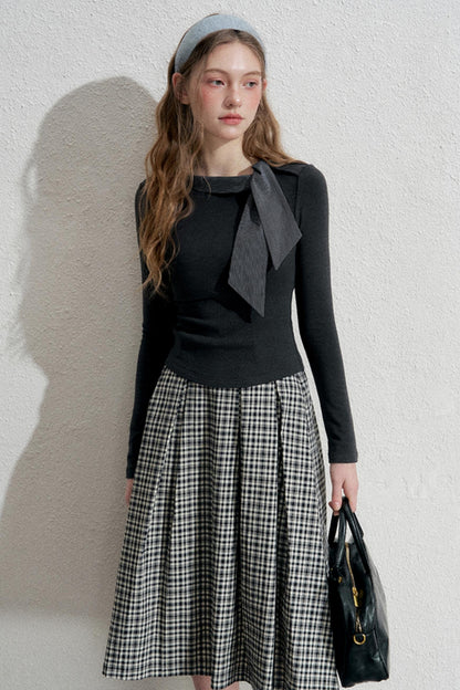 Autumn A-Line Plaid Skirt