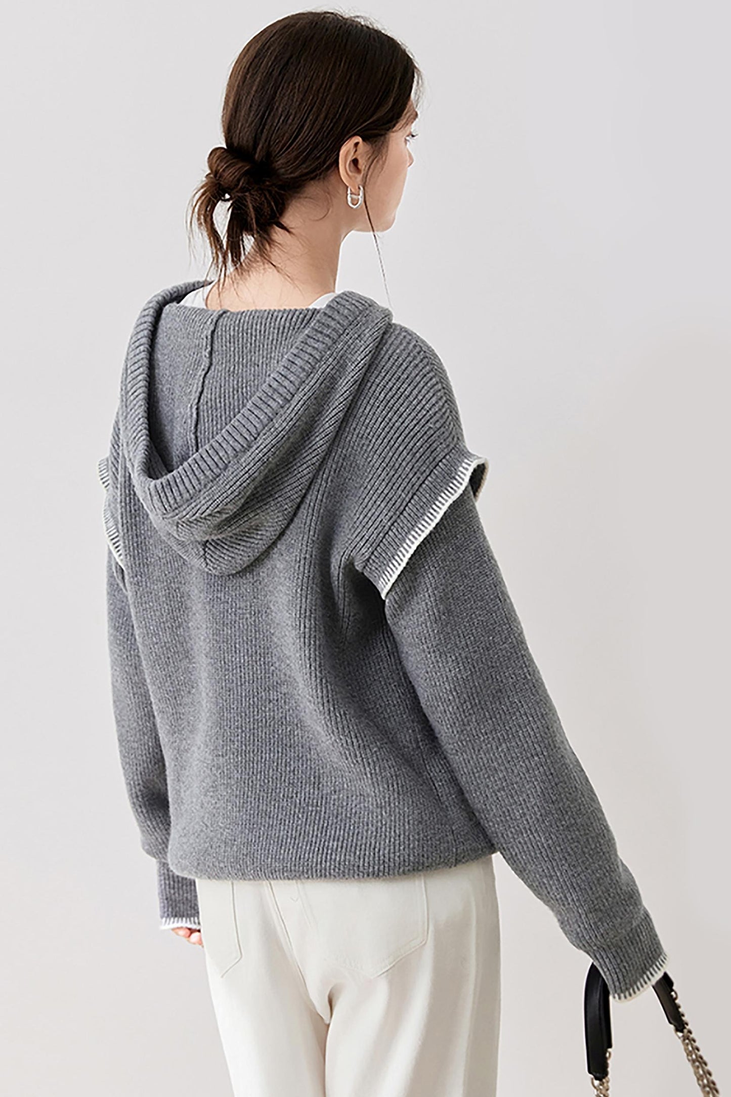 Loose Hooded Knitted Cardigan