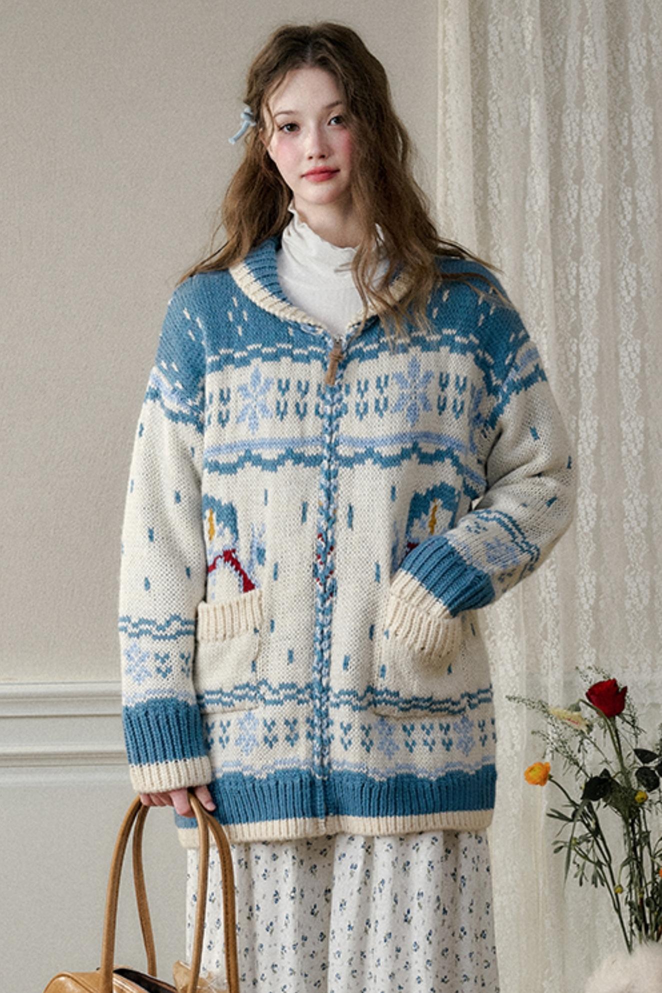 Nordic Snow Wool Knit Jacket