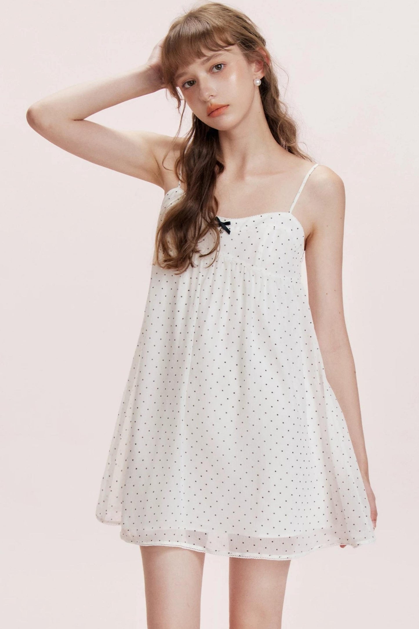 Chiffon Polka Dot A-Line Dress Set-Up