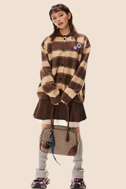 Loose Patchwork Knit Sweater Top