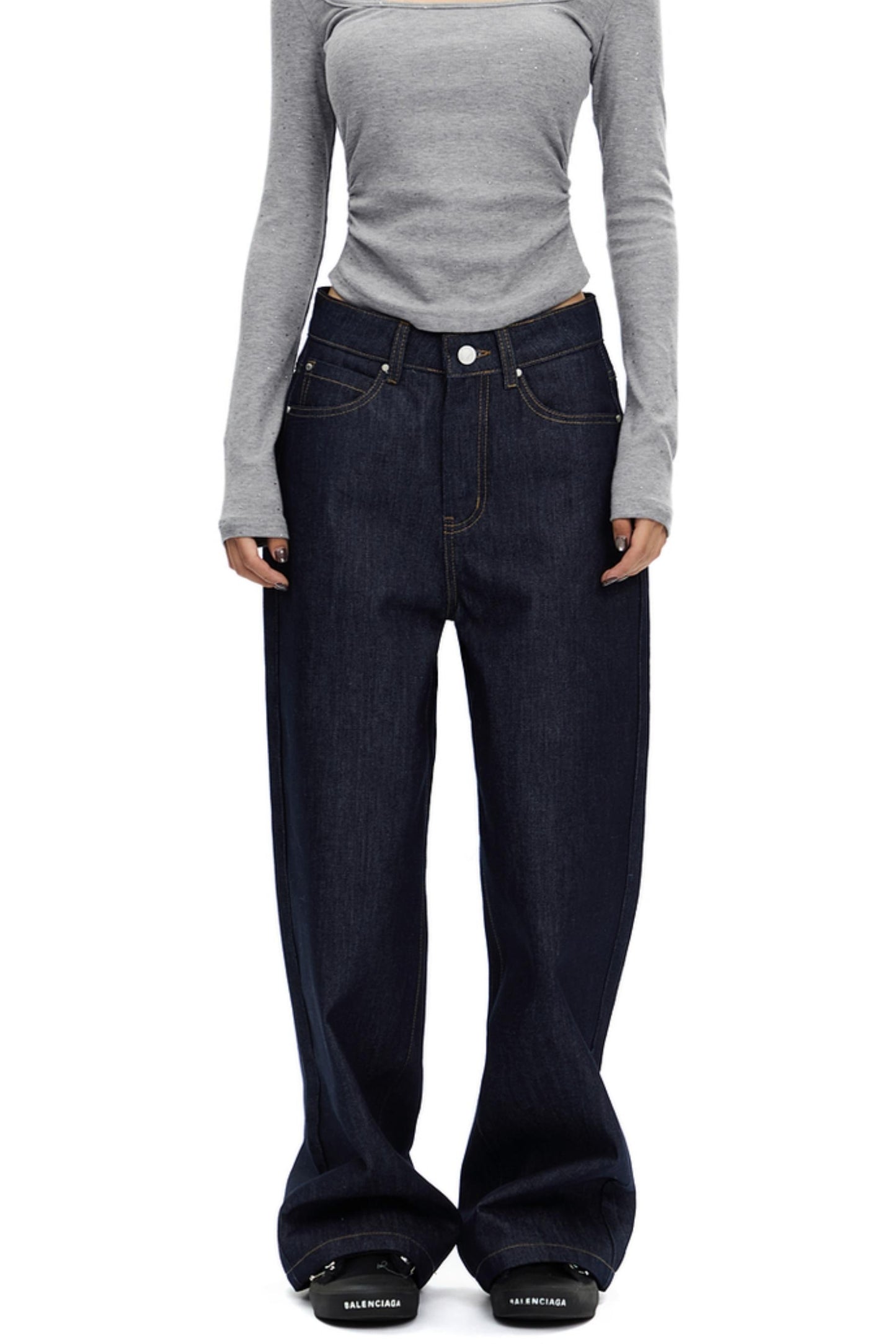 Loose Fit Navy Wide Jeans