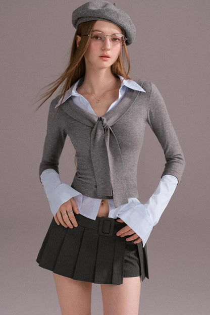 Fake Layer Slim Knit Top