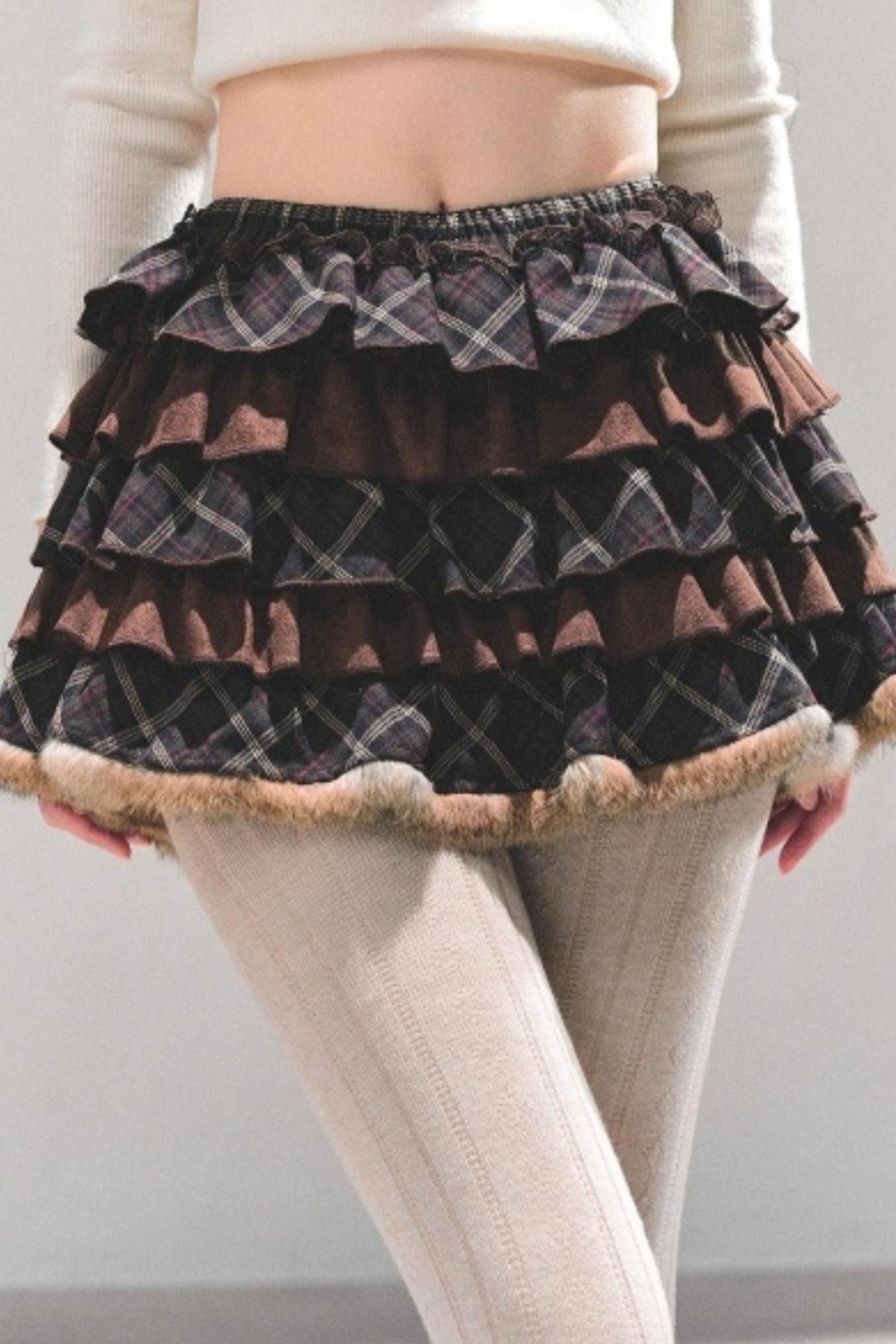 Maillard Poetry Plaid Skirt