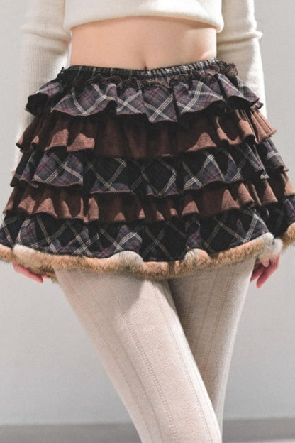 Maillard Poetry Plaid Skirt