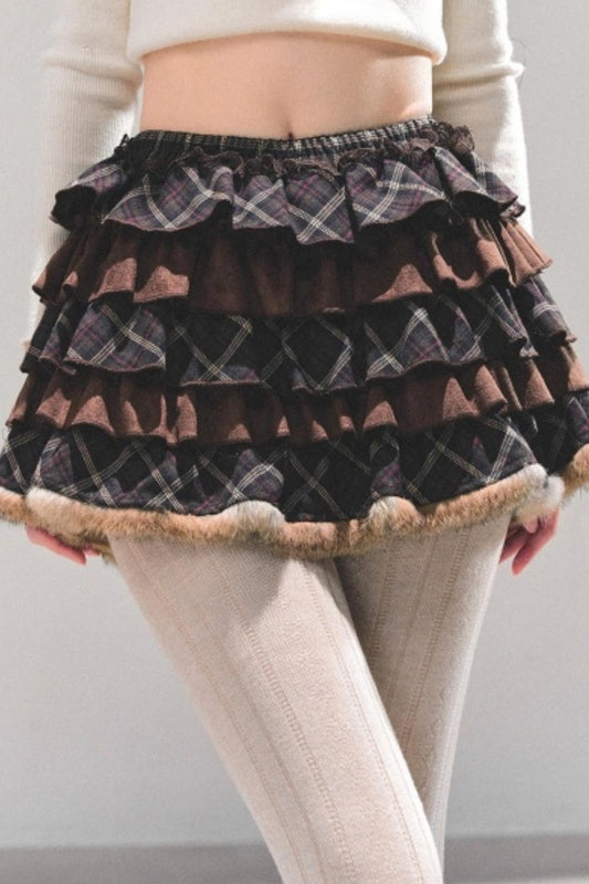 Maillard Poetry Plaid Skirt