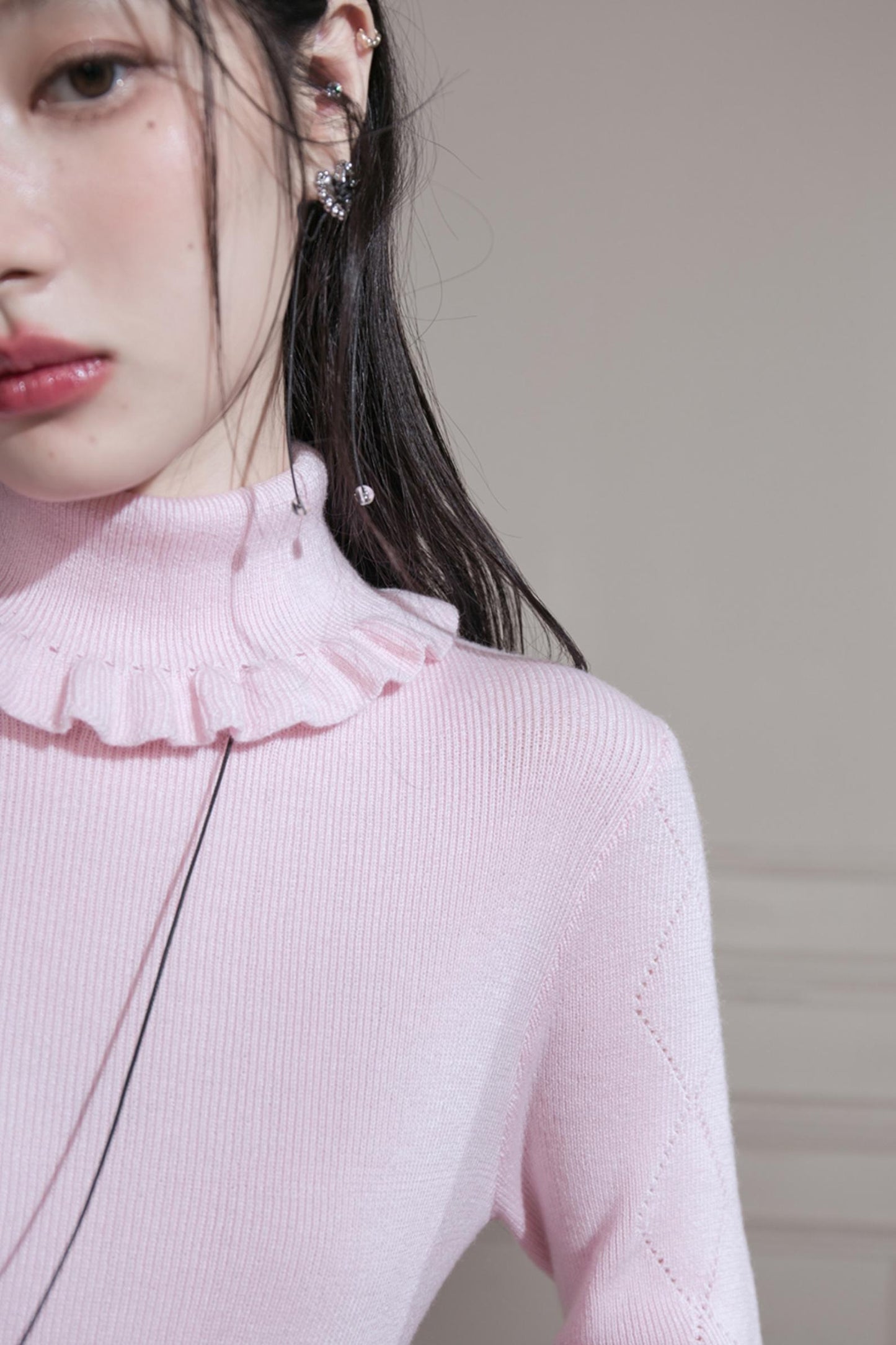 Mercerized Wool Ruffle Top