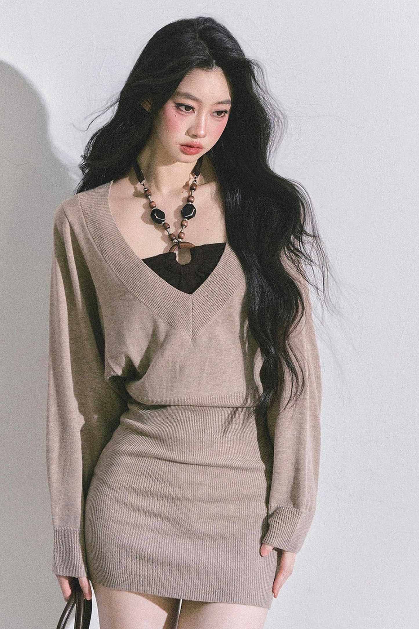 Gold Wisdom French Knitted Dress Set-Up