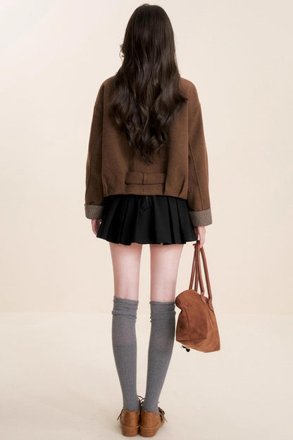 Caramel Check Woolen Jacket