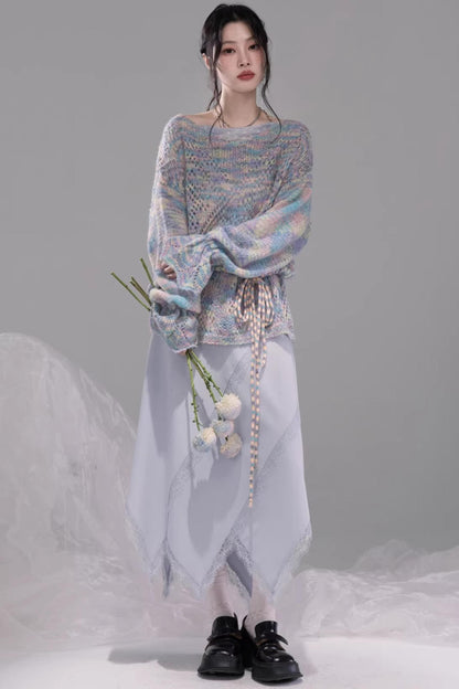 Floral Mist Blue Wool Sweater Set