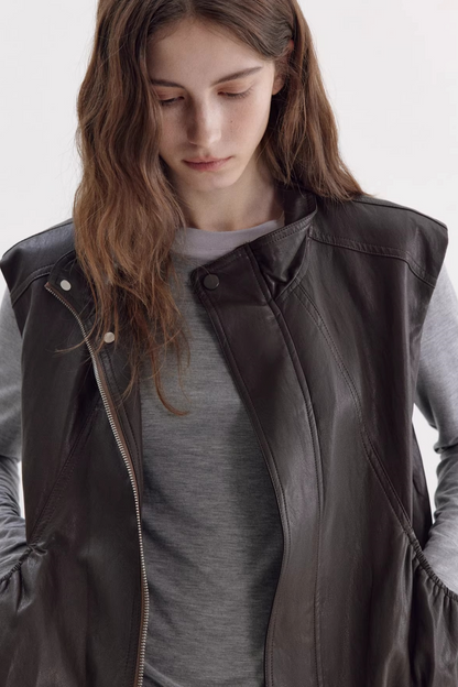 Retro Floral Leather Vest