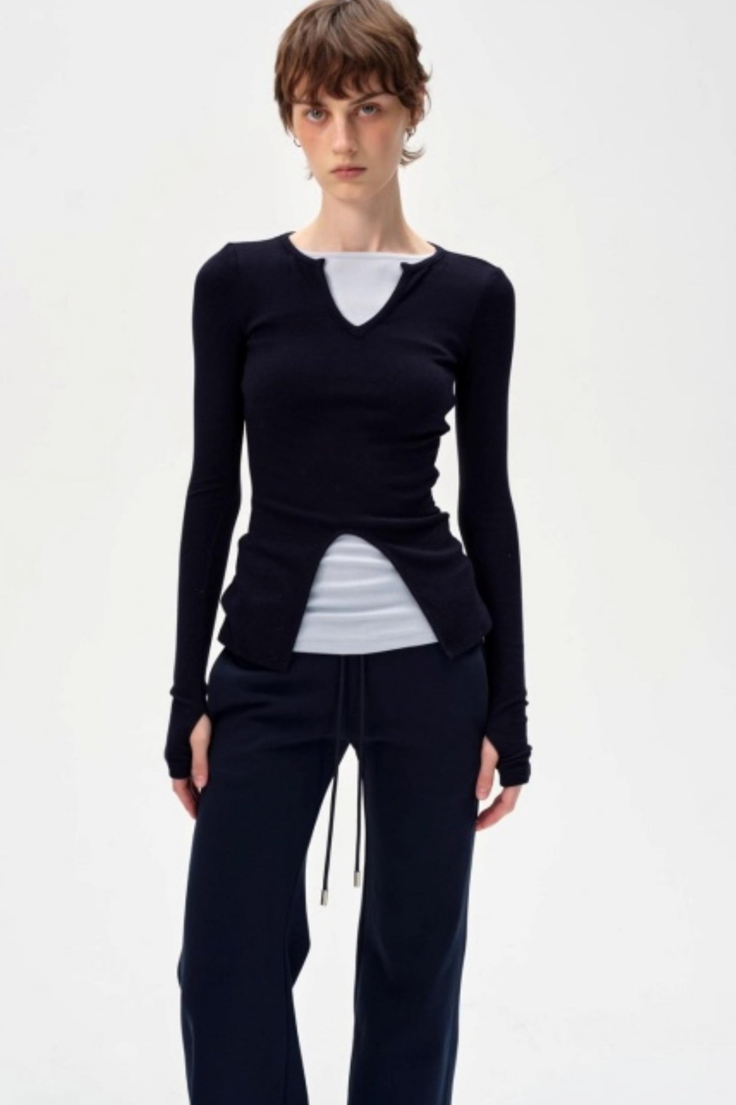 V-Neck Slim Fit Panel Base Top