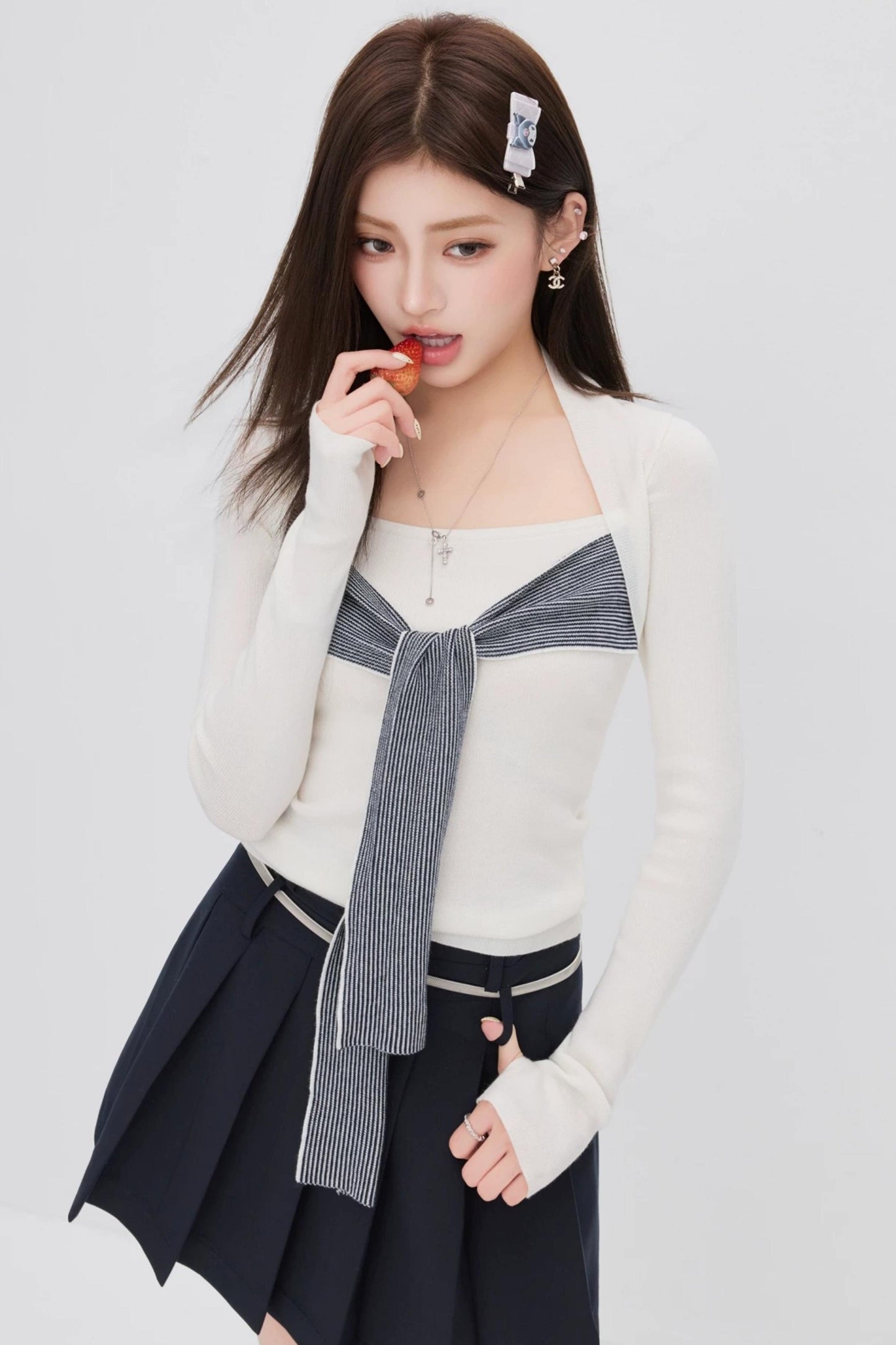 Faux Two-Piece Knit Top