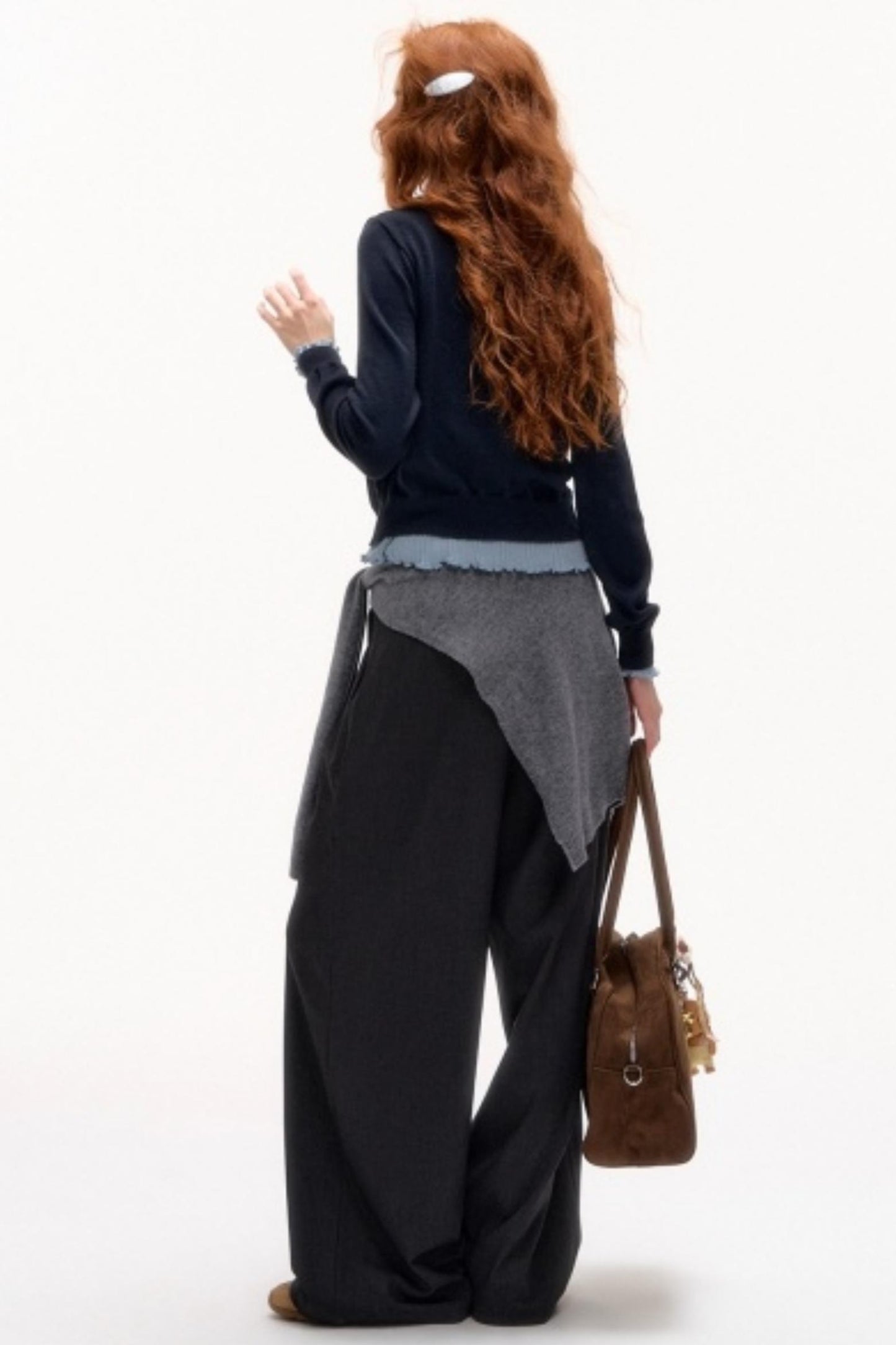 Solid Knit Lace-Up Shawl