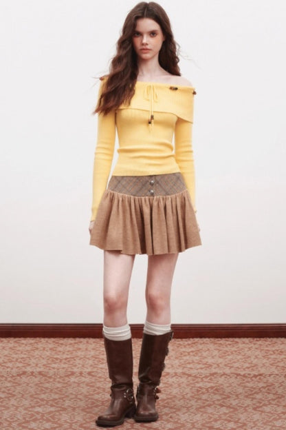 Beaded One-Shoulder Sweater