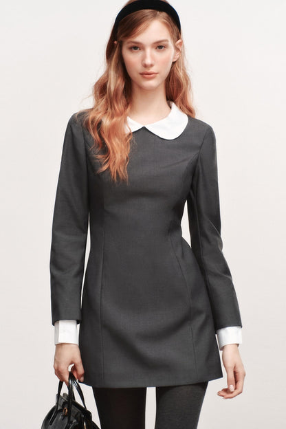 Wool Blend Double-Neck Dress