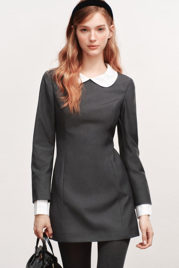 Wool Blend Double-Neck Dress