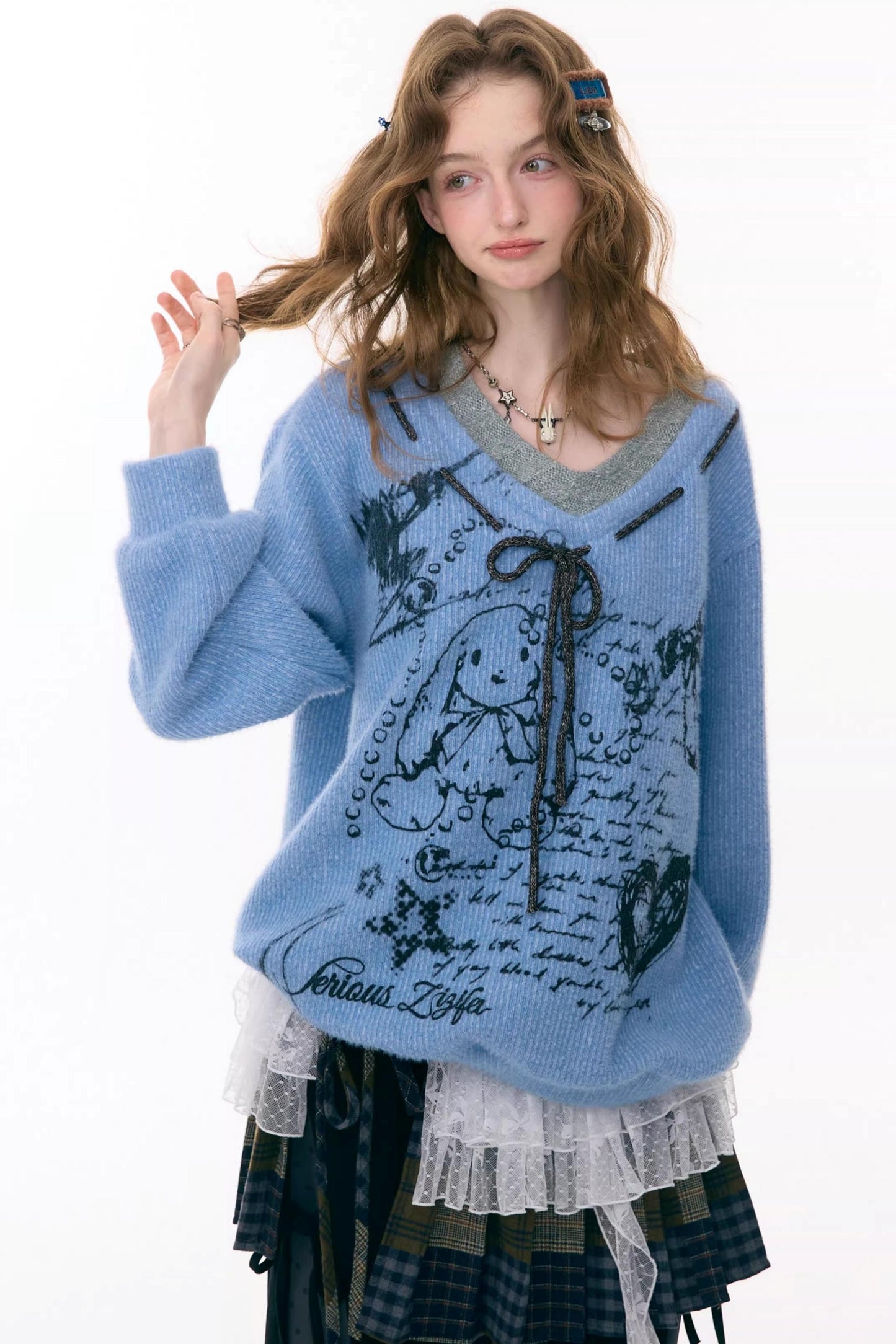 Velvet Rabbit Print Sweater