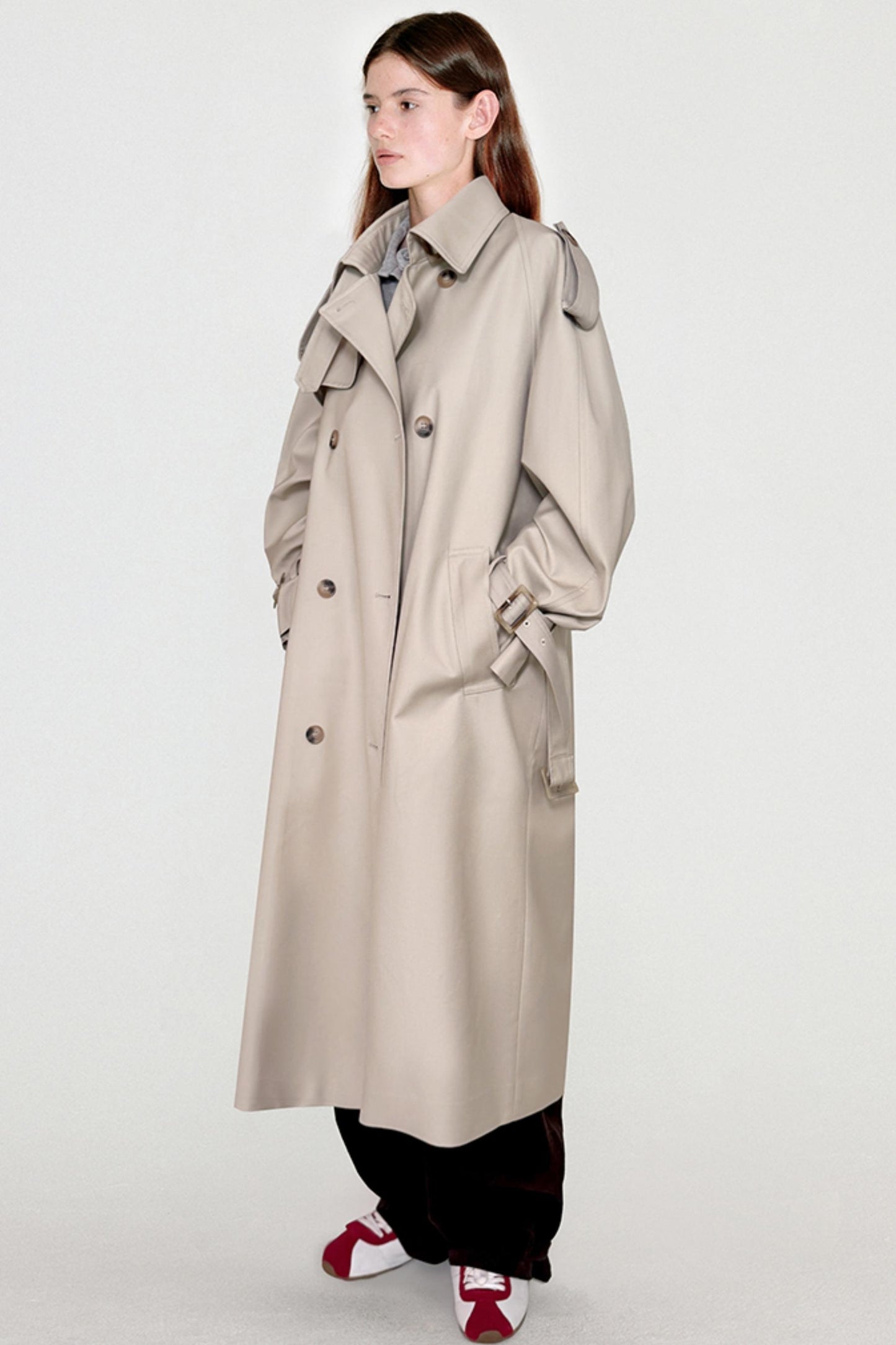 Pleated Silhouette Trench Coat