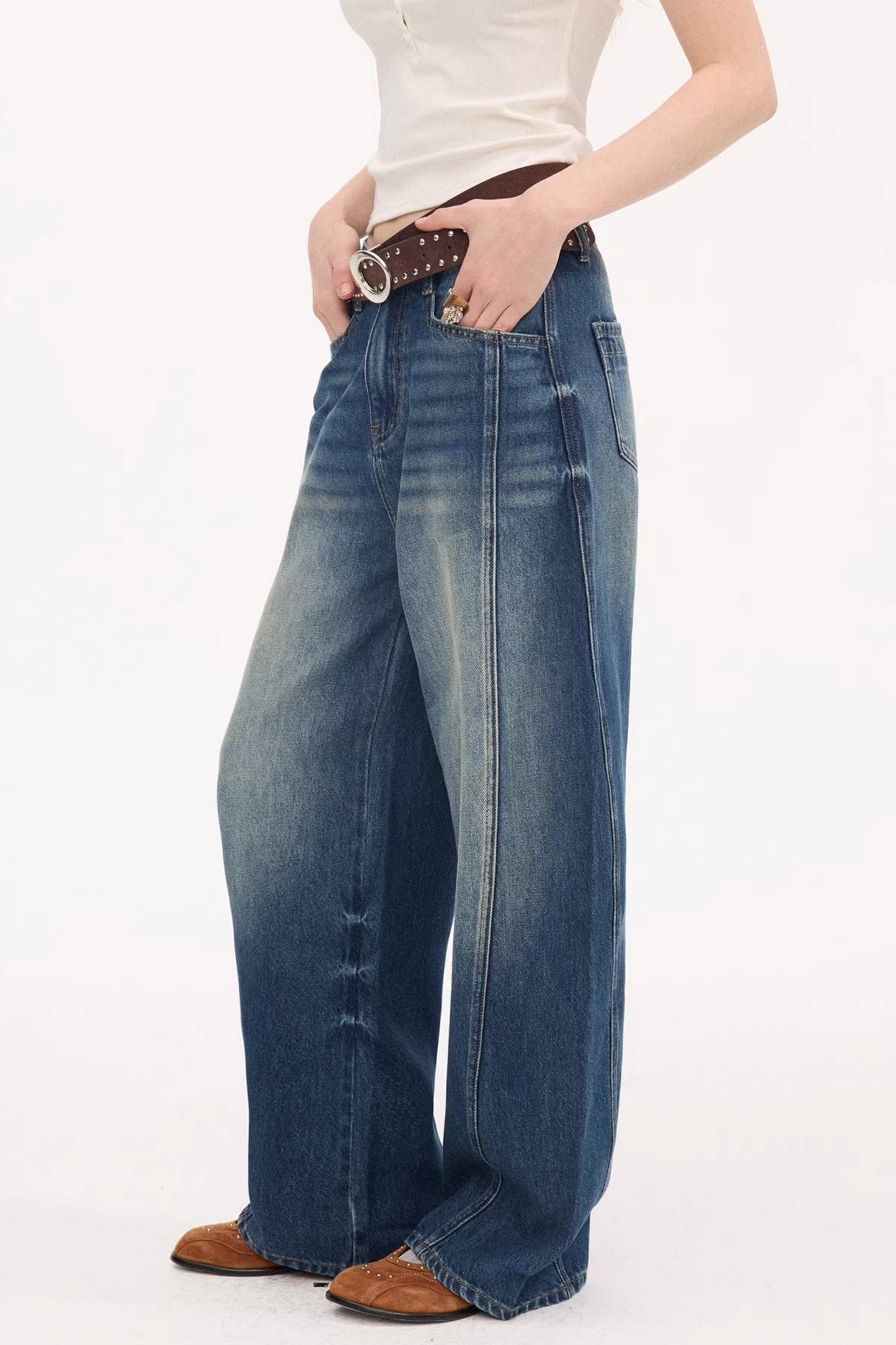 Split Hem Stretchy Denim Pants