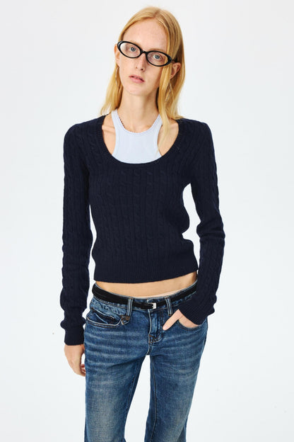 Wool Cropped Slim Fit Top