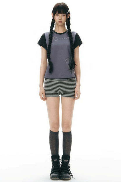 Striped Knit Safety Shorts
