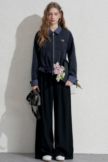 Blue Plaid Patchwork Jacket