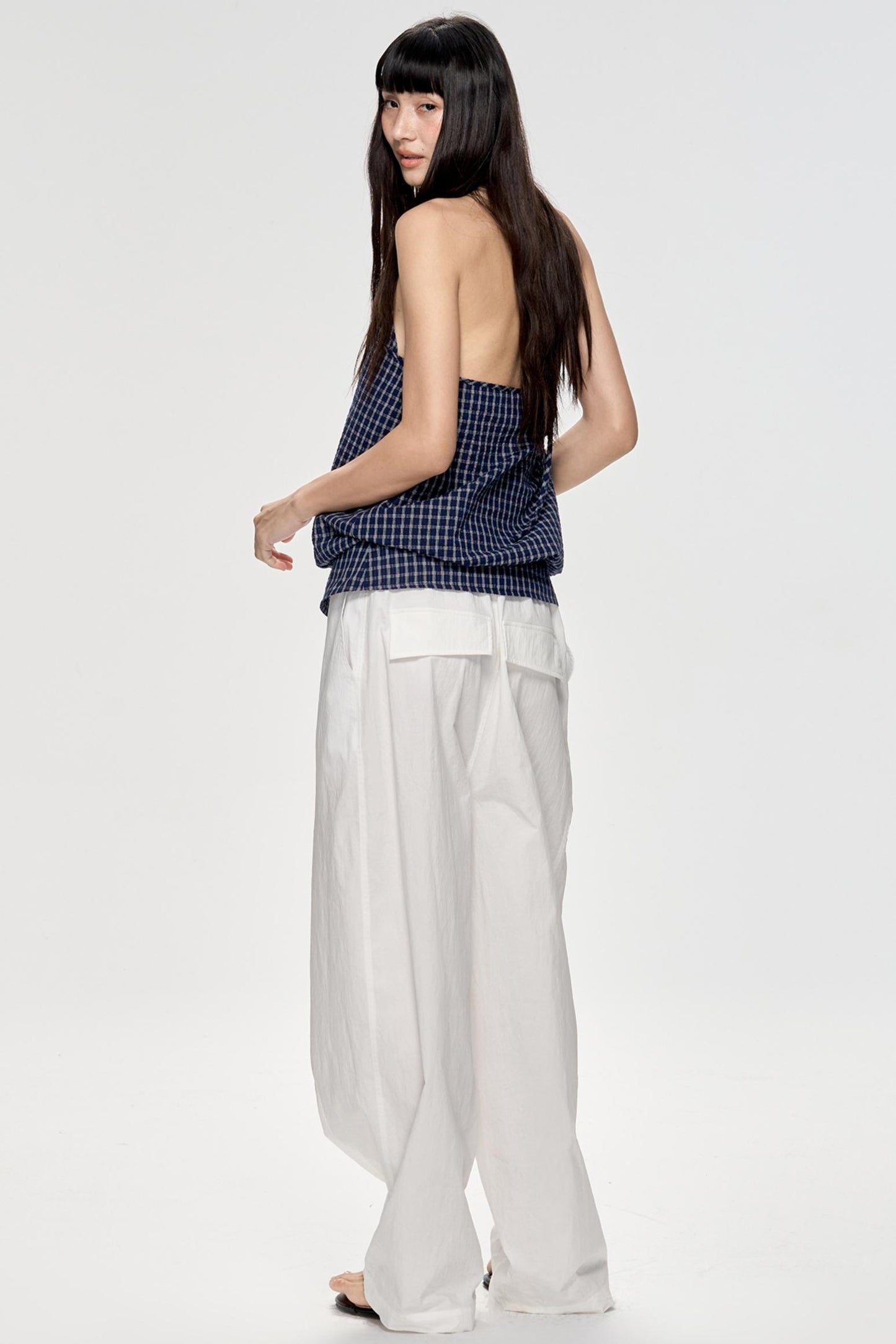 Backless Plaid Tank Top