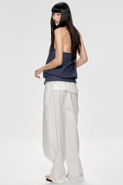 Backless Plaid Tank Top