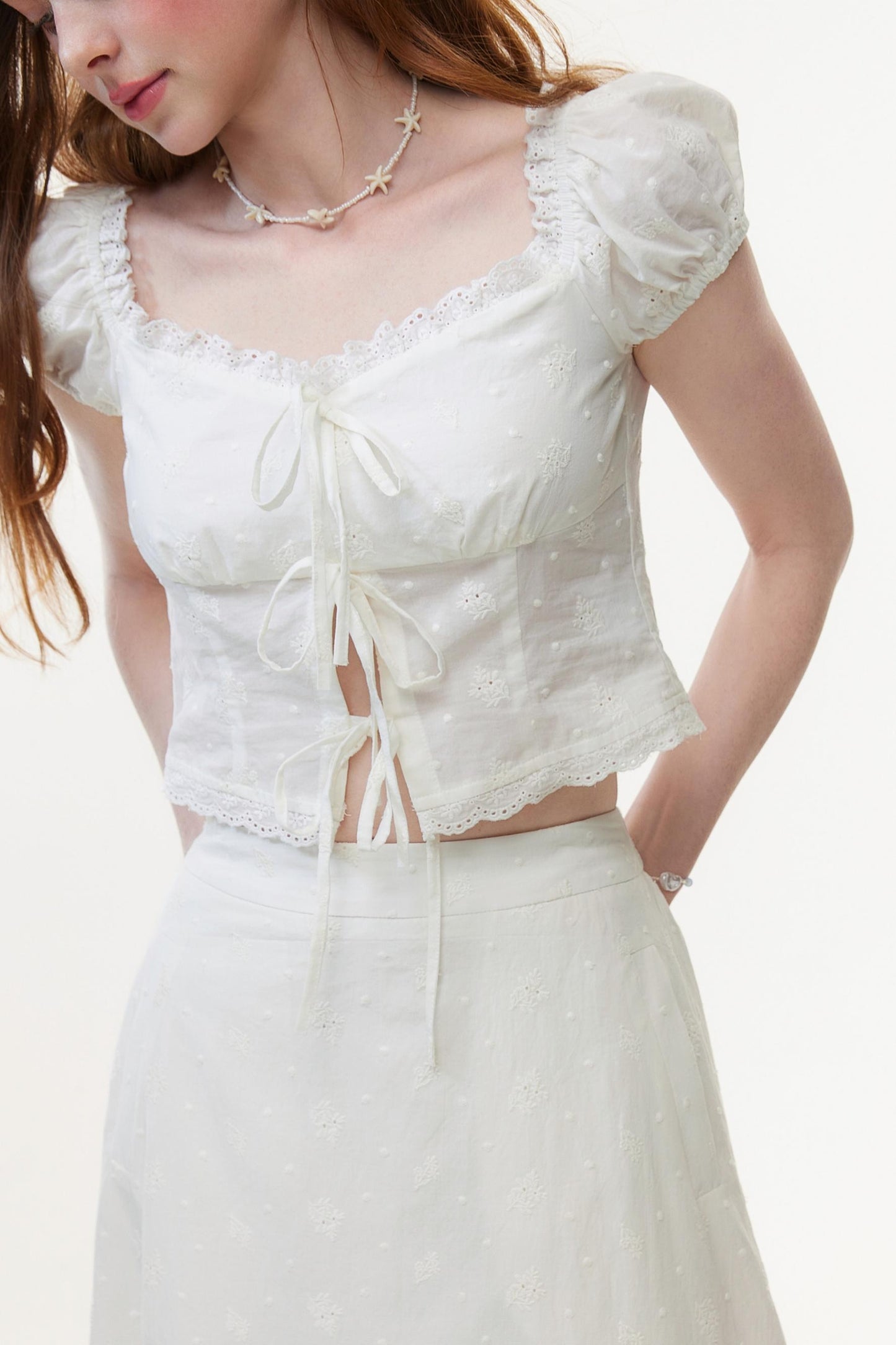 Skeleton Embroidered Two-Piece Skirt Set-Up