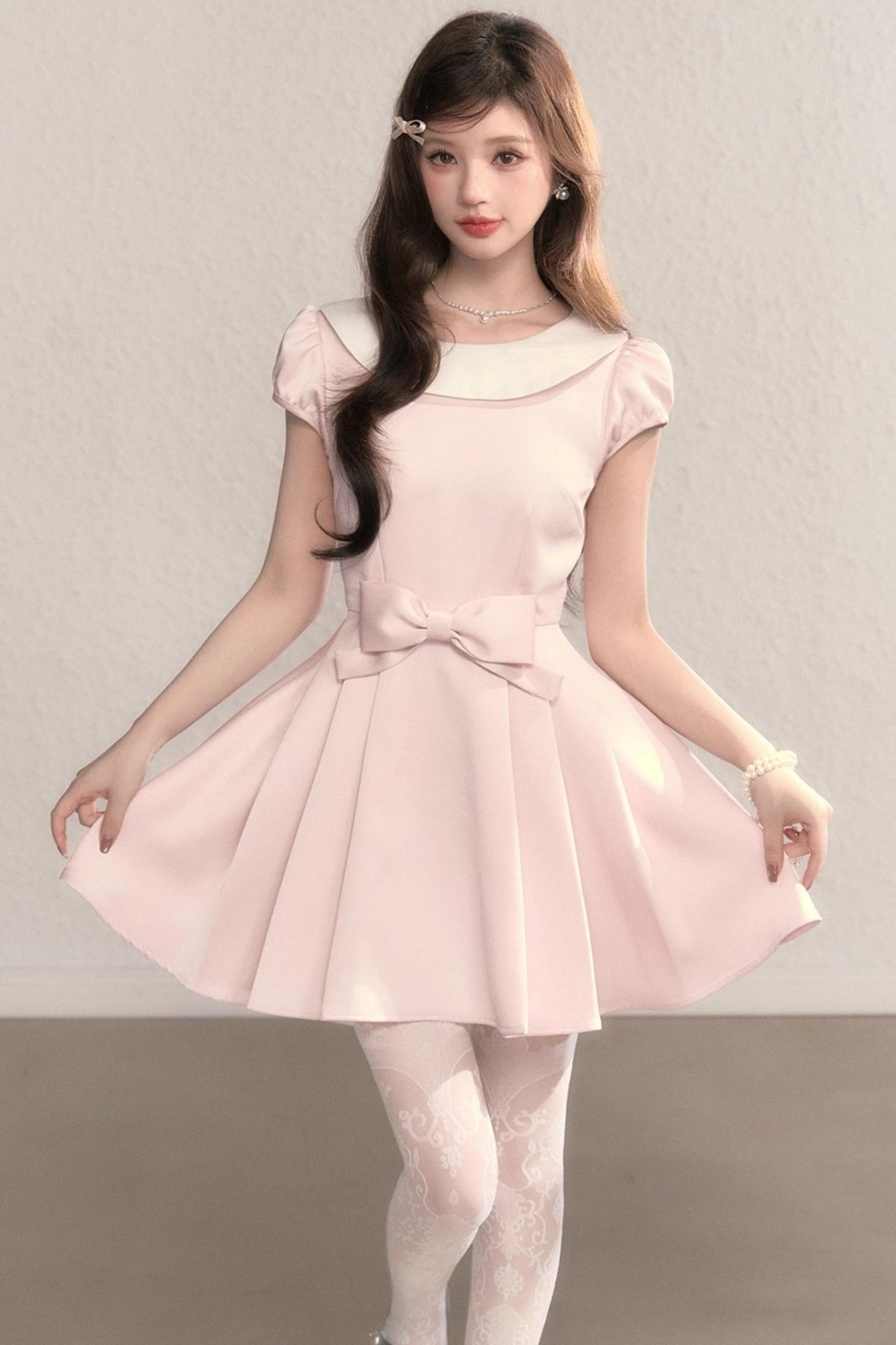 French Princess Satin Bow Dress