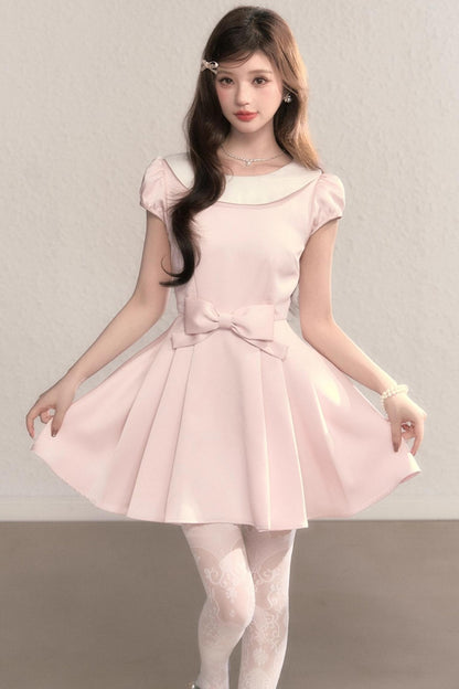 French Princess Satin Bow Dress