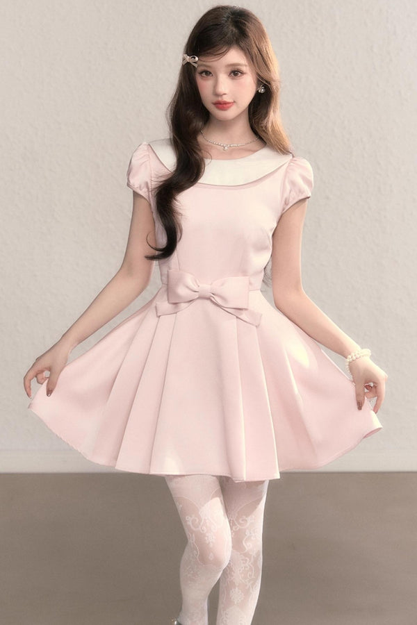French Princess Satin Bow Dress
