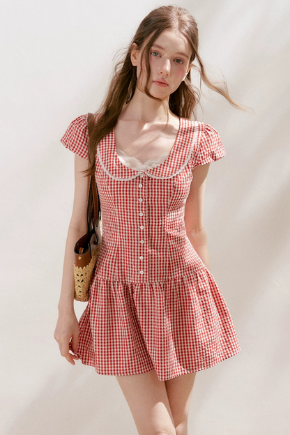 Lyocell French Lace Plaid Dress Set-Up