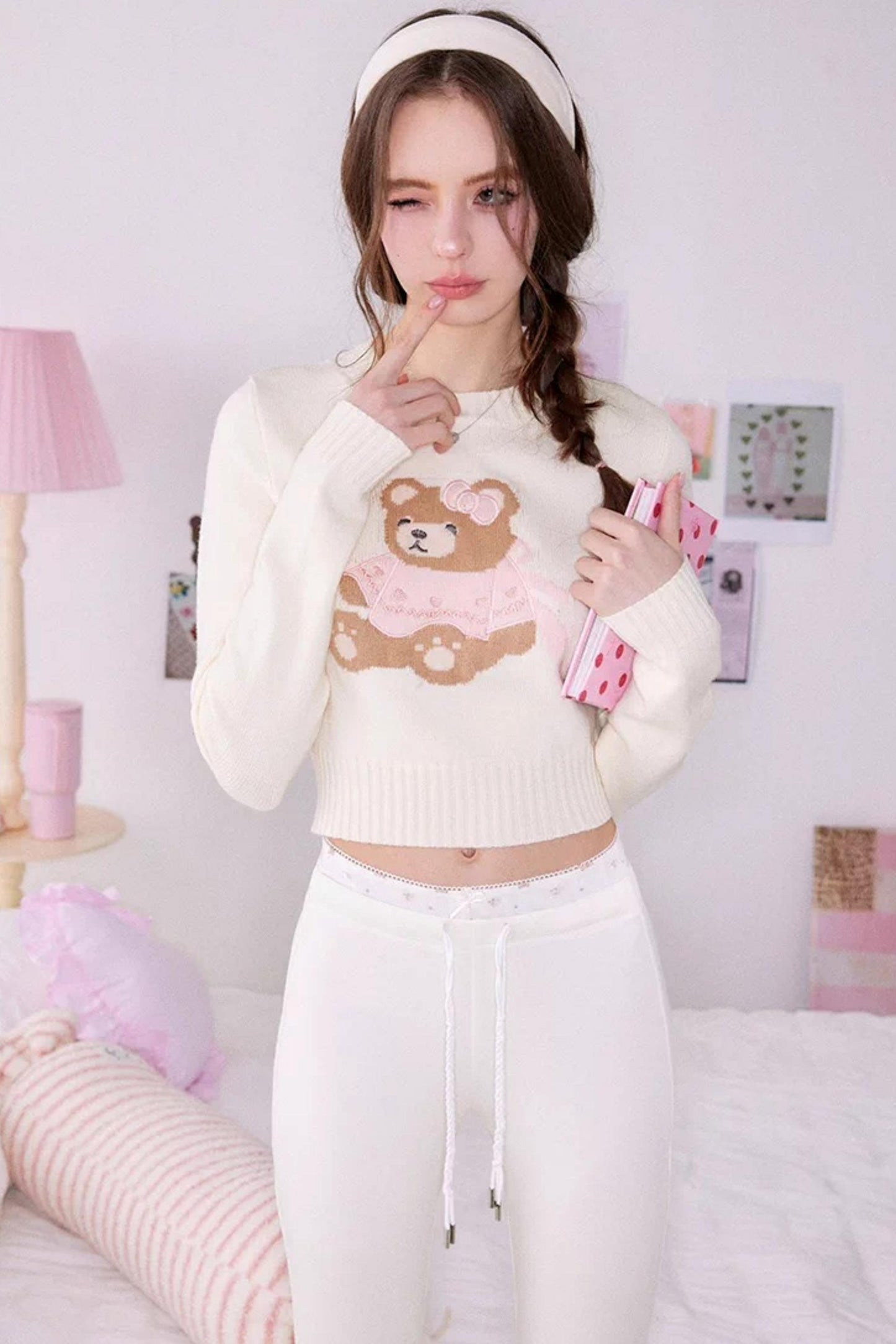 Bear Print Sweater Suspender Set-Up