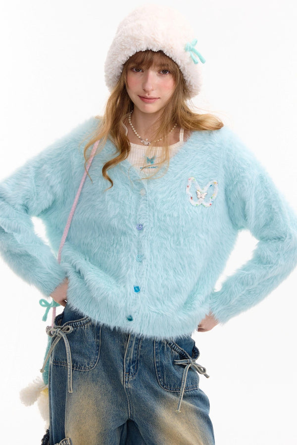 Lazy Butterfly Plush Cardigan