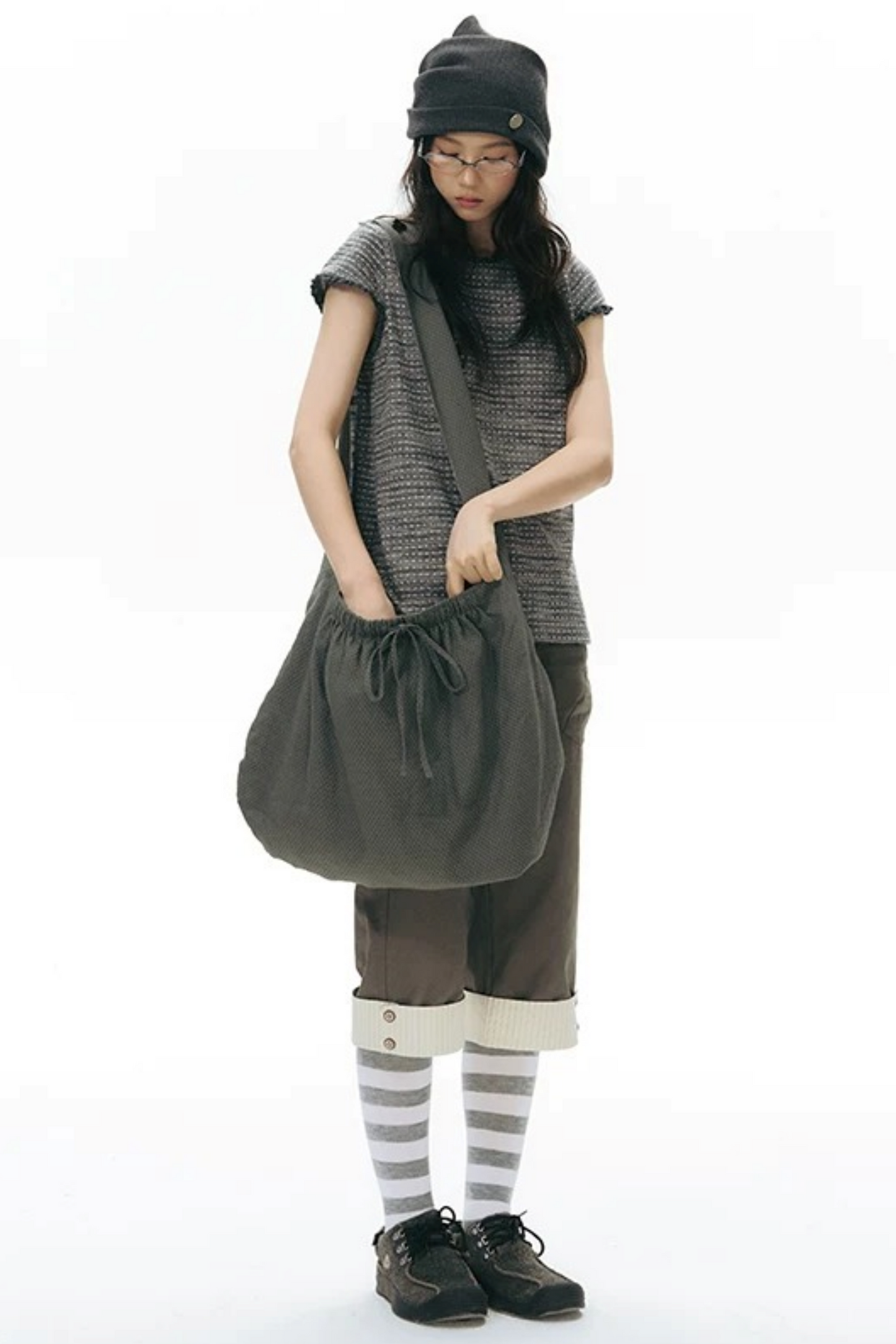 Double-Sided Button Crossbody Bag