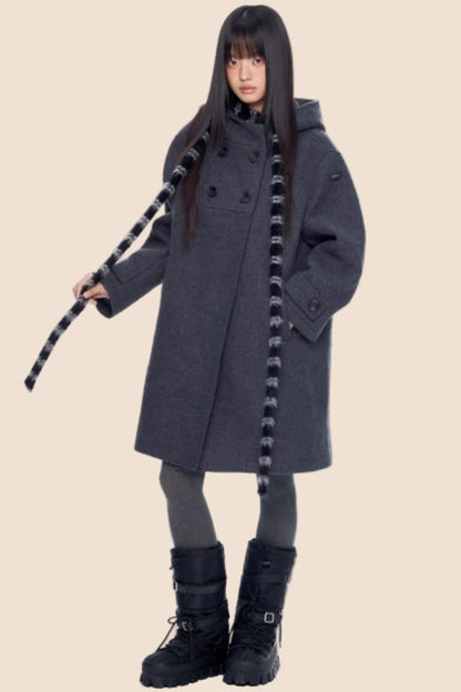 Retro Hooded Woolen Coat