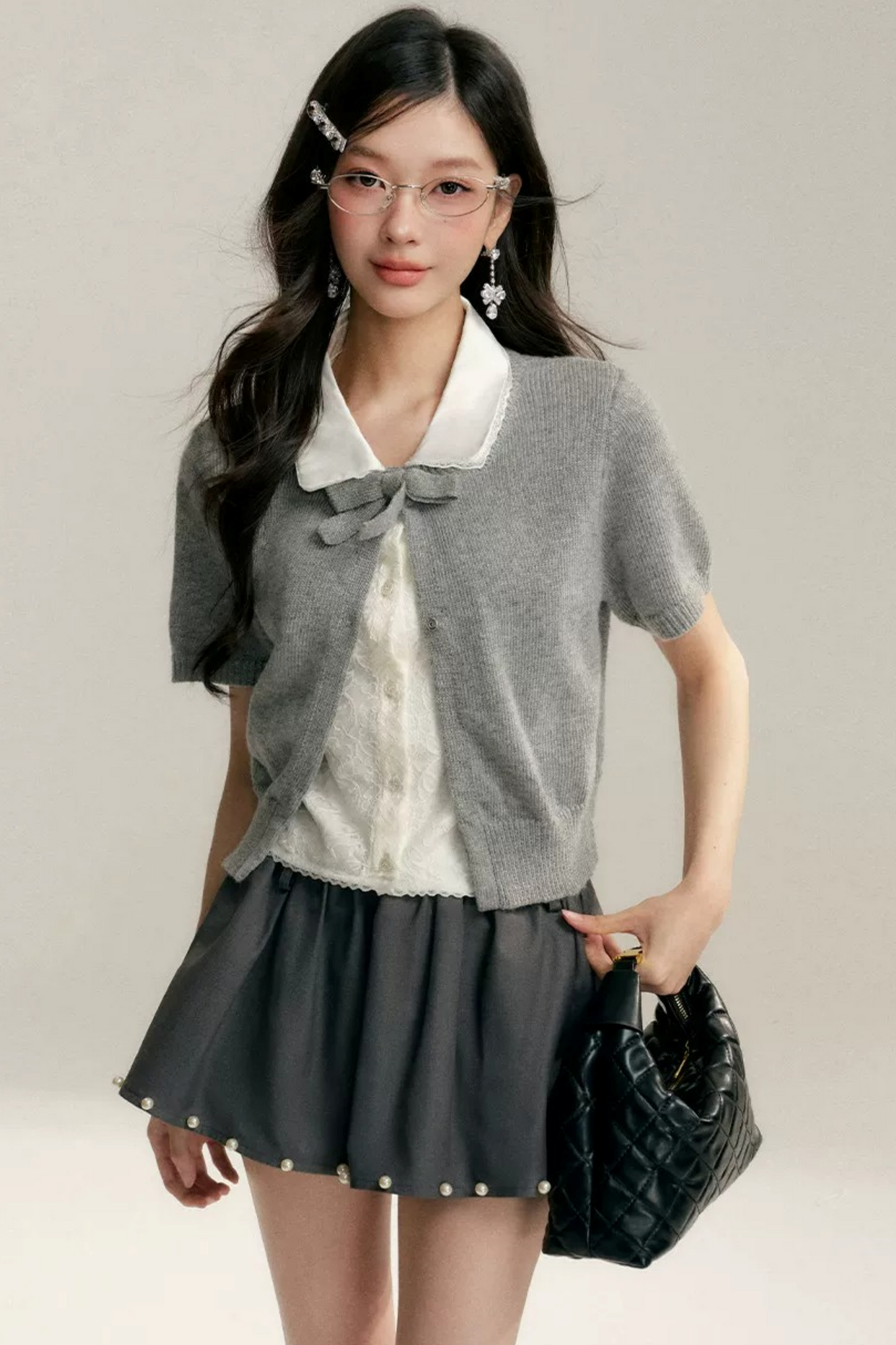 아카데미 돌 칼라 니트 세트업