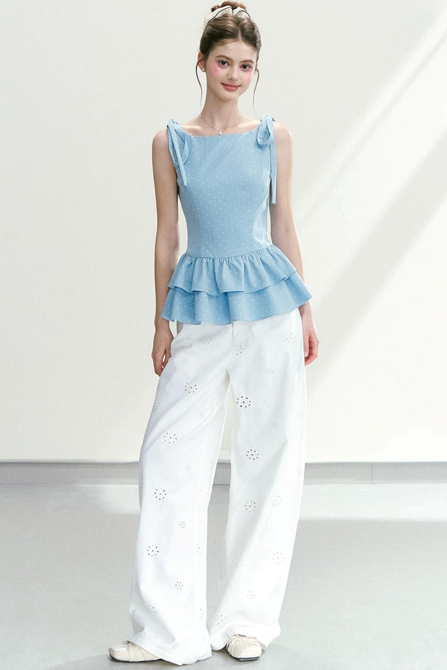 Polka Dot Ruffle Camisole Top