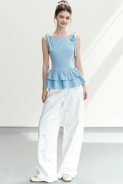 Polka Dot Ruffle Camisole Top
