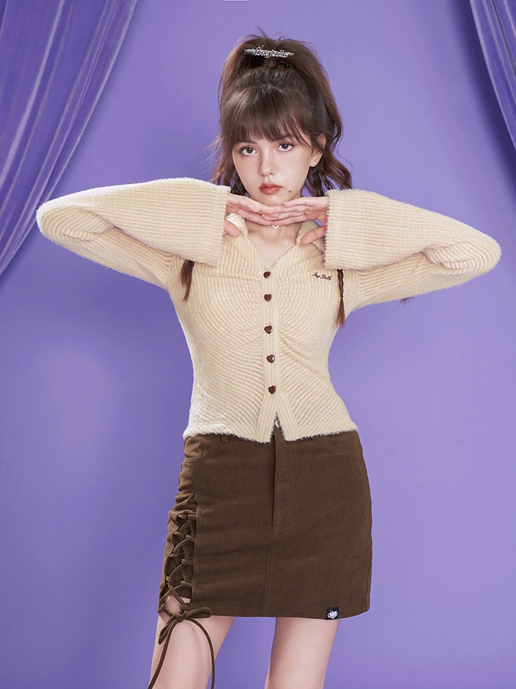 brown retro two-piece skirt