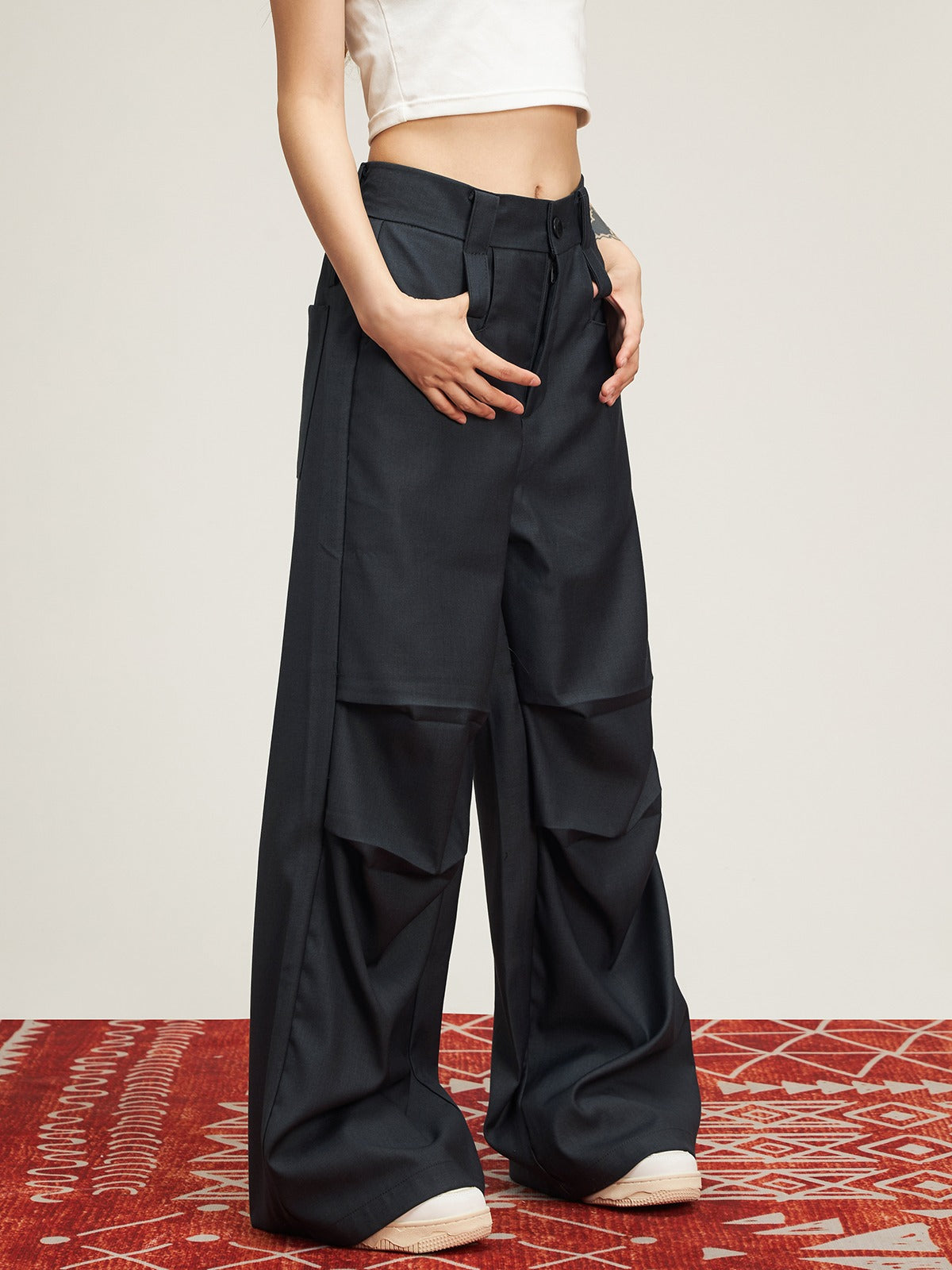 American drape wide-leg mopping pants