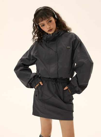 Functional wind short jacket short skirt