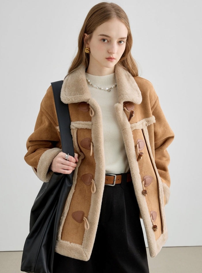 Horn Button Fur Short Coat