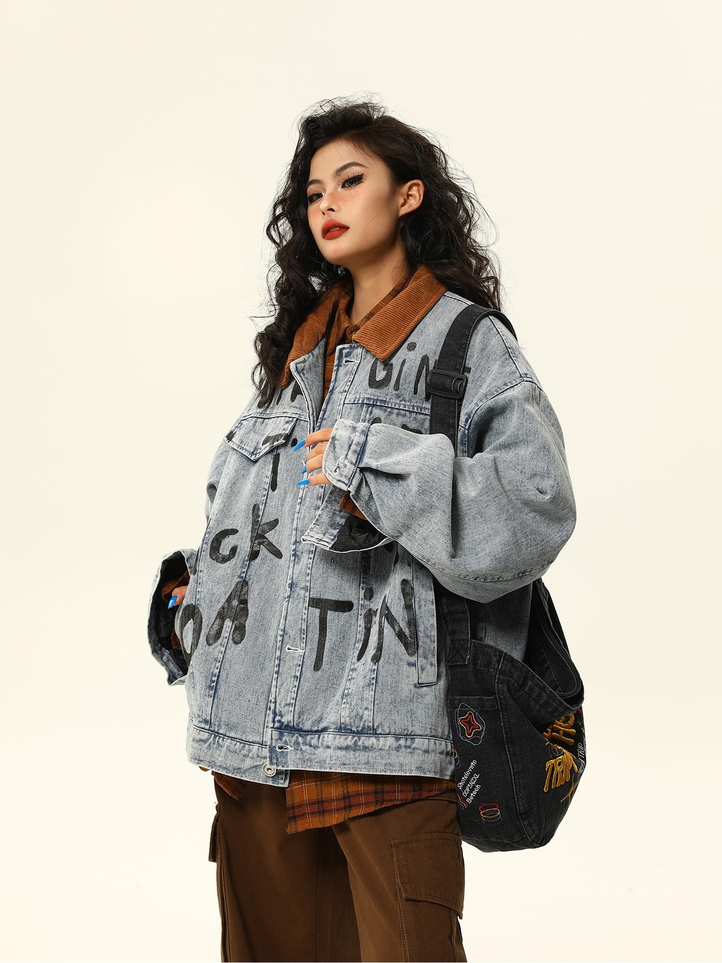 American retro fleece denim jacket