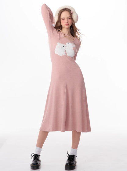 Amerikanisches Vintage -Hasen dünnes Kleid