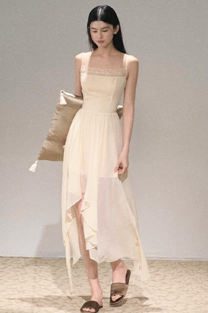Pleated Chiffon Slip Dress