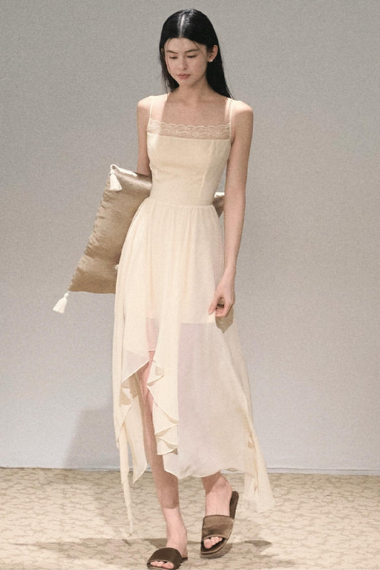 Pleated Chiffon Slip Dress